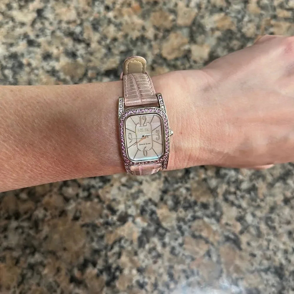 Vintage Sterling Silver Ecclissi Watch pink diamond design